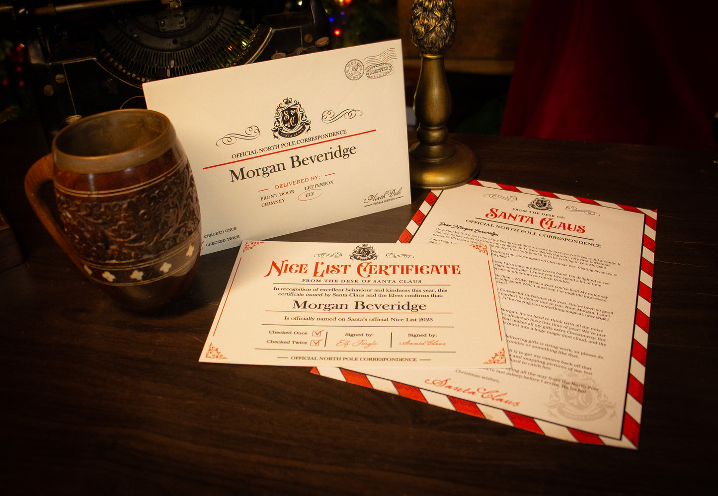 Luxury Authentic Personalised Santa Letter & Nice List Certificate 2024 + FREE extras