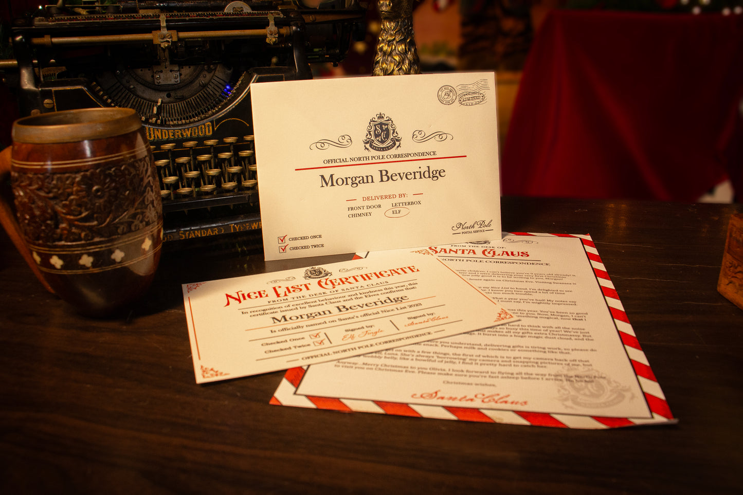 Luxury Authentic Personalised Santa Letter & Nice List Certificate 2024 + FREE extras